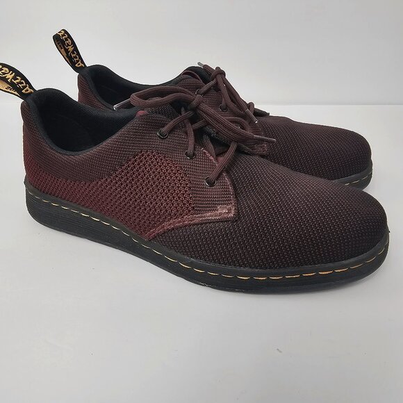 Dr Martens Air Wair Cavendish Knit Men's Maroon Mesh Oxford Shoes Size 9 - Picture 1 of 10